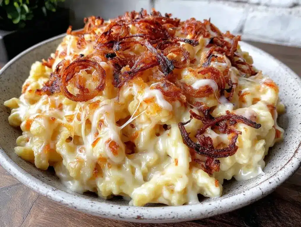 Budget-Käsespätzle mit Röstzwiebeln - featured image