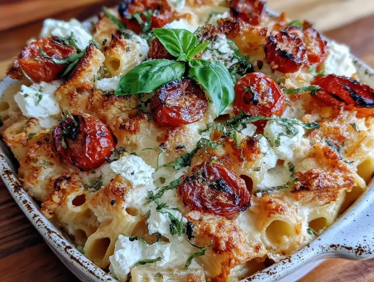 Cremiger Feta-Nudelauflauf mit Tomaten: 5$ Rezept 4 cremiger Feta-Nudelauflauf mit Tomaten preparation steps