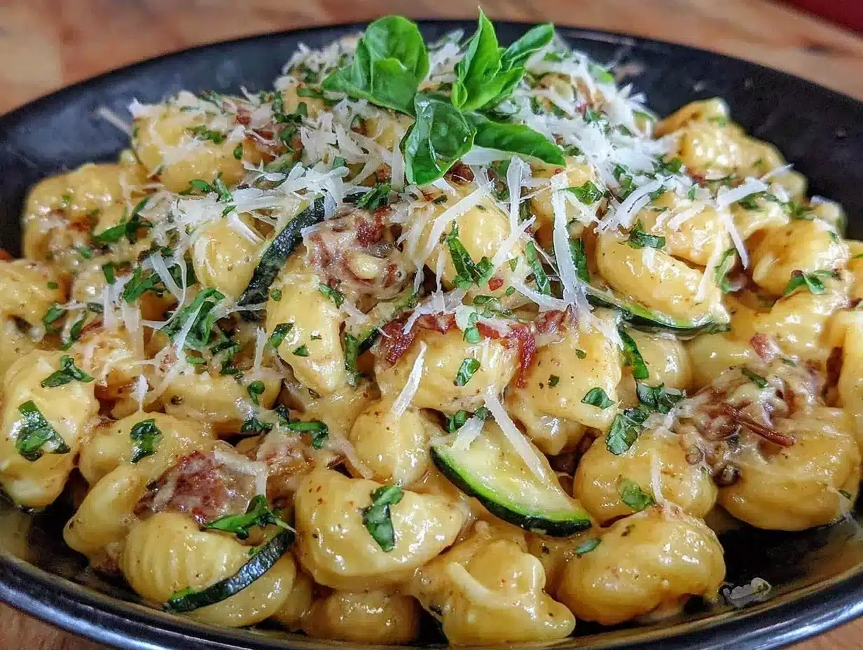 1-Pot Pasta mit Zucchini & Parmesan: 20 Min Budget-Mahlzeit 4 Ein-Pot Pasta mit Zucchini und Parmesan preparation steps