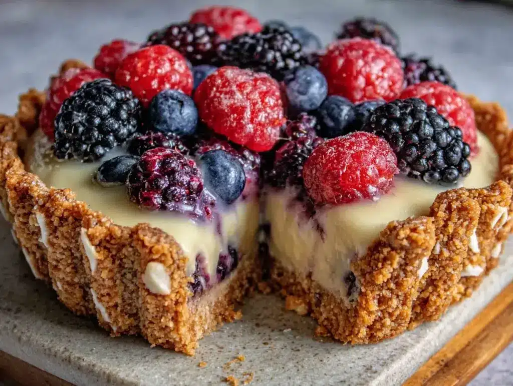 einfache Zitronen-Beeren Tarte mit Mandelboden - featured image