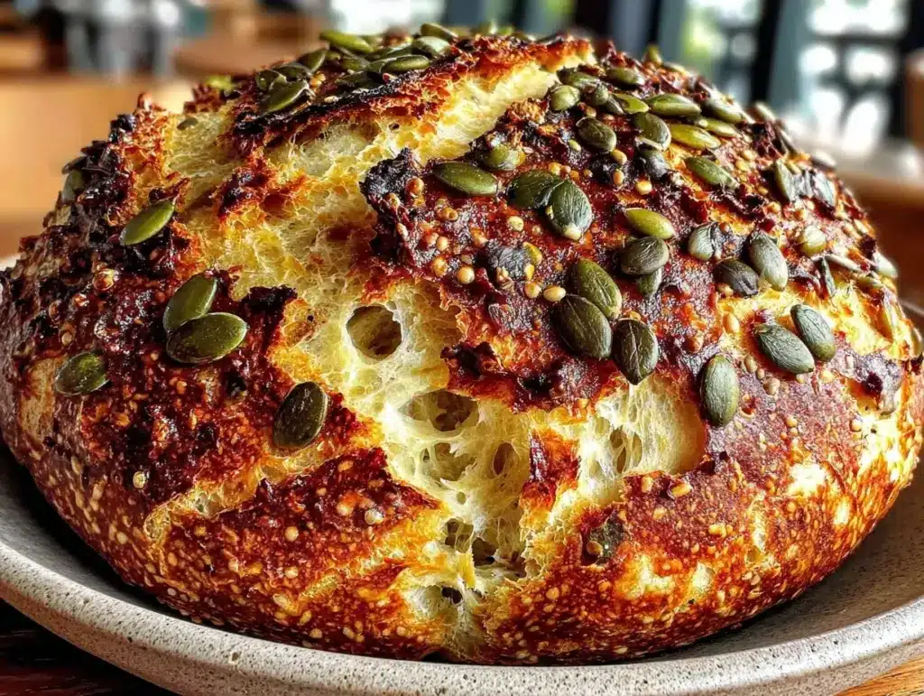 einfaches Sauerteigbrot mit Kürbiskernen - featured image