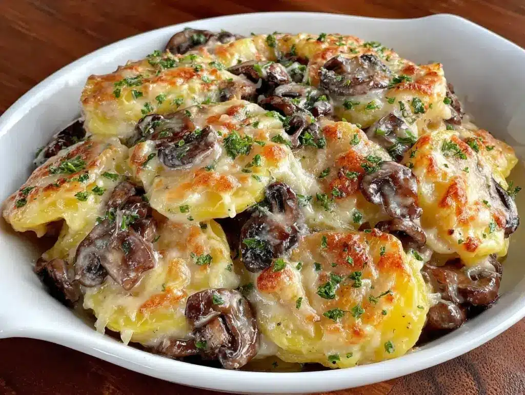 laktosefreier Kartoffelauflauf mit Pilzen - featured image