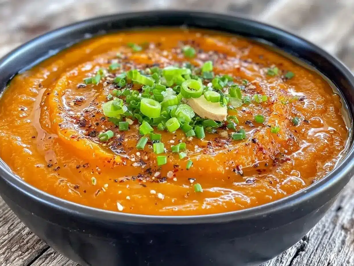 Vegane Kürbiscremesuppe: In 20 Min & günstig 4 vegane Kürbiscremesuppe mit Ingwer in 20 Min preparation steps
