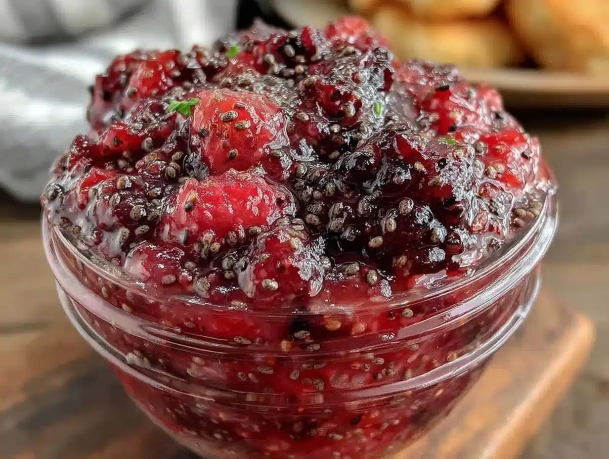 Zuckerfreie Beeren-Chia Marmelade: 10 Min. & günstig 4 zuckerfreie Beeren-Chia-Marmelade preparation steps