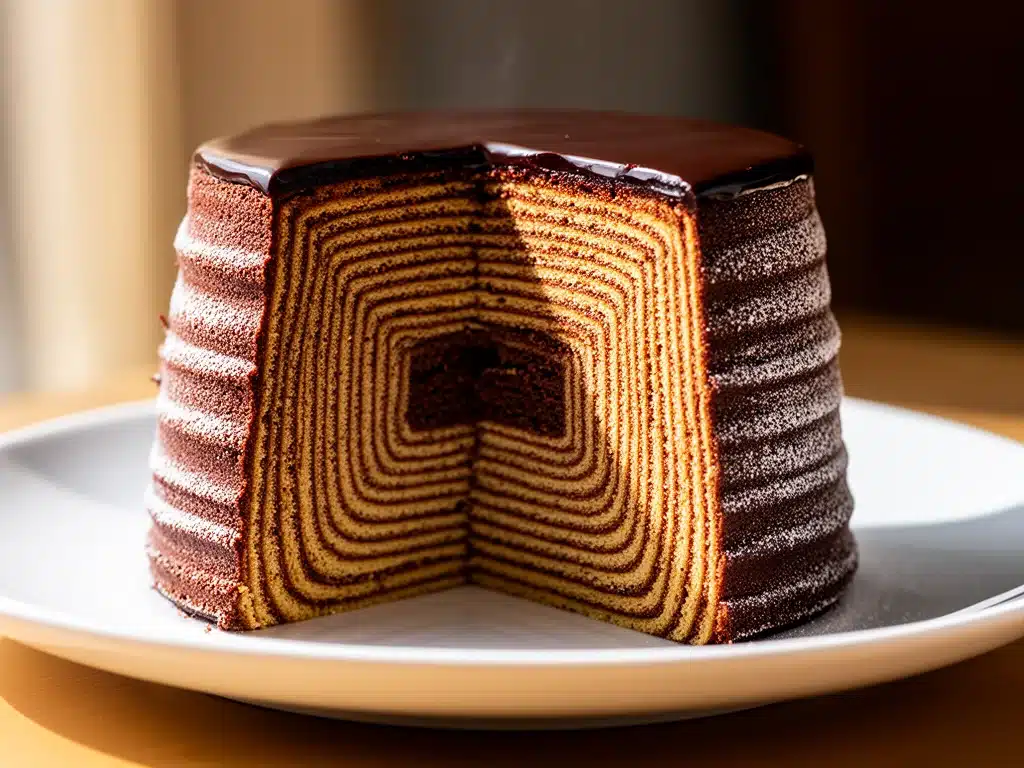 Baumkuchen mit dunkler Schokolade - featured image
