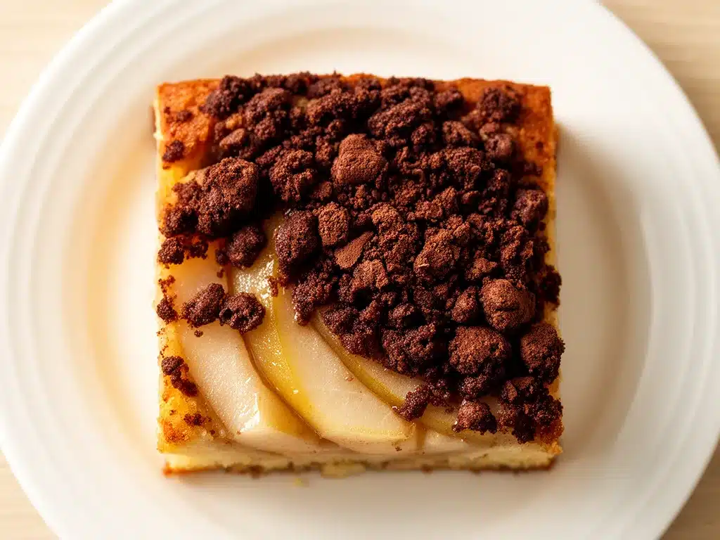 Saftiger Birnenkuchen mit Schoko-Streuseln: Das beste einfache Rezept 4 Birnenkuchen mit Schoko-Streuseln preparation steps
