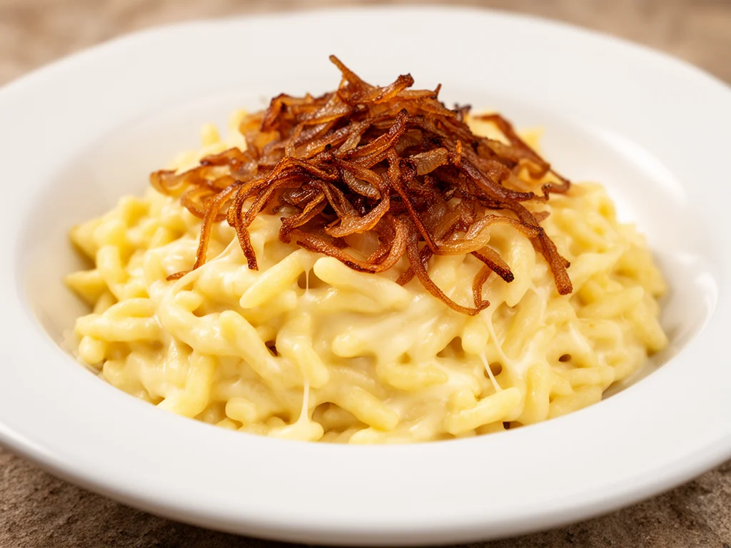 Cremige Käsespätzle mit Röstzwiebeln - featured image