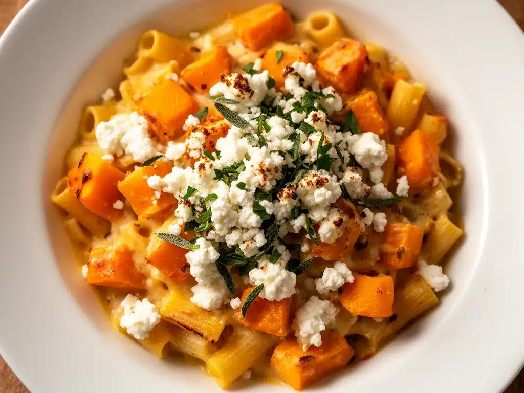Cremige Kürbis-Feta Ofenpasta: 30 Min. einfaches Rezept 4 Cremige Kürbis-Feta Ofenpasta preparation steps
