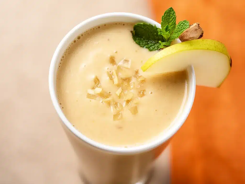 Cremiger Herbst-Smoothie mit Birne und Ingwer: 5 Min. Rezept 4 Cremiger Herbst-Smoothie mit Birne und Ingwer preparation steps