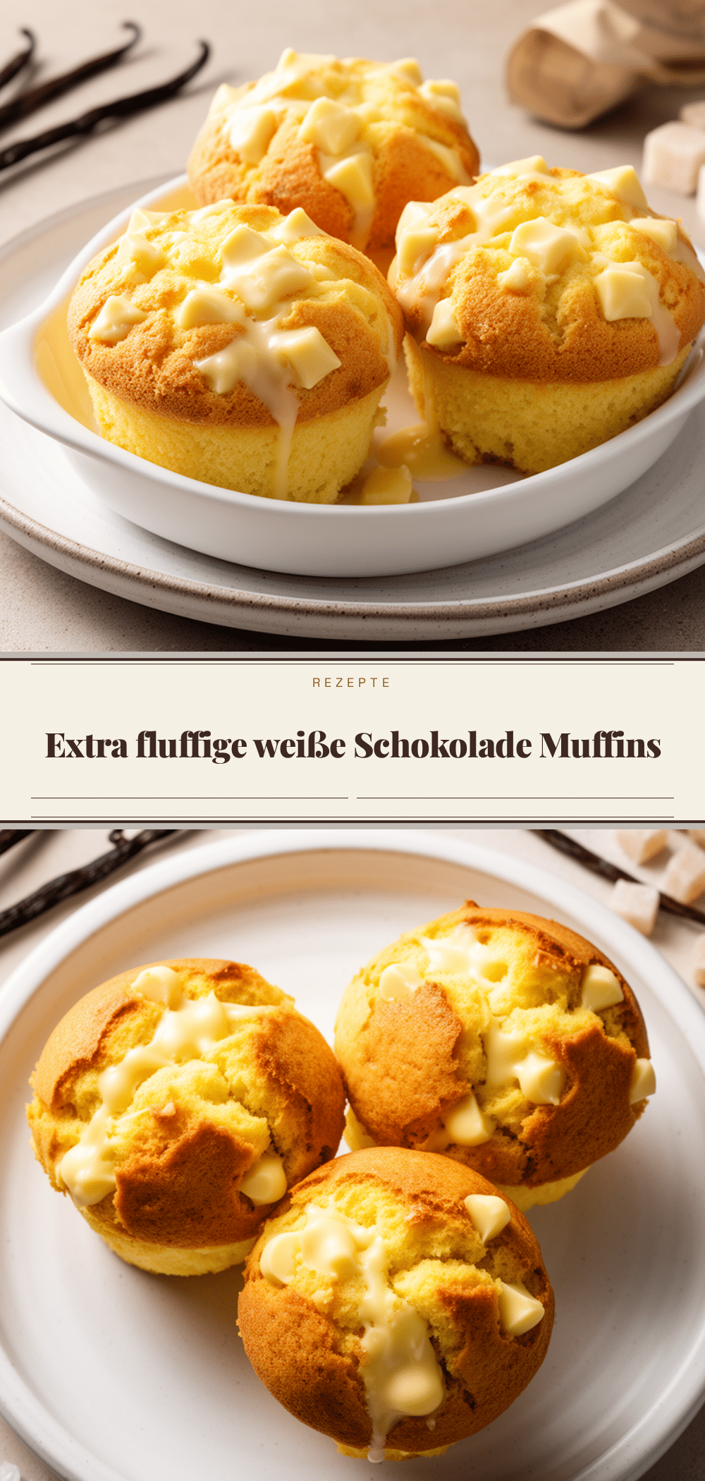 Extra-fluffige Muffins mit weißer Schokolade: Das perfekte Rezept 5 extra-fluffige Muffins mit weißer Schokolade recipe