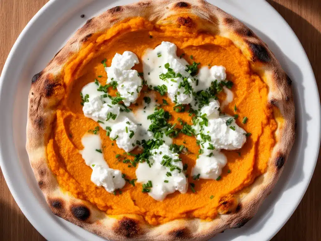 Herbstlicher Kürbis Flammkuchen mit Ziegenkäse: 5 Simple Herbstrezepte 4 Kürbis Flammkuchen mit Ziegenkäse preparation steps