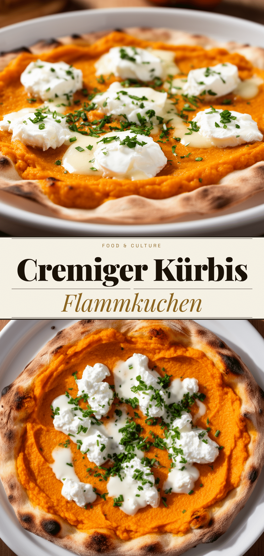 Herbstlicher Kürbis Flammkuchen mit Ziegenkäse: 5 Simple Herbstrezepte 5 Kürbis Flammkuchen mit Ziegenkäse recipe