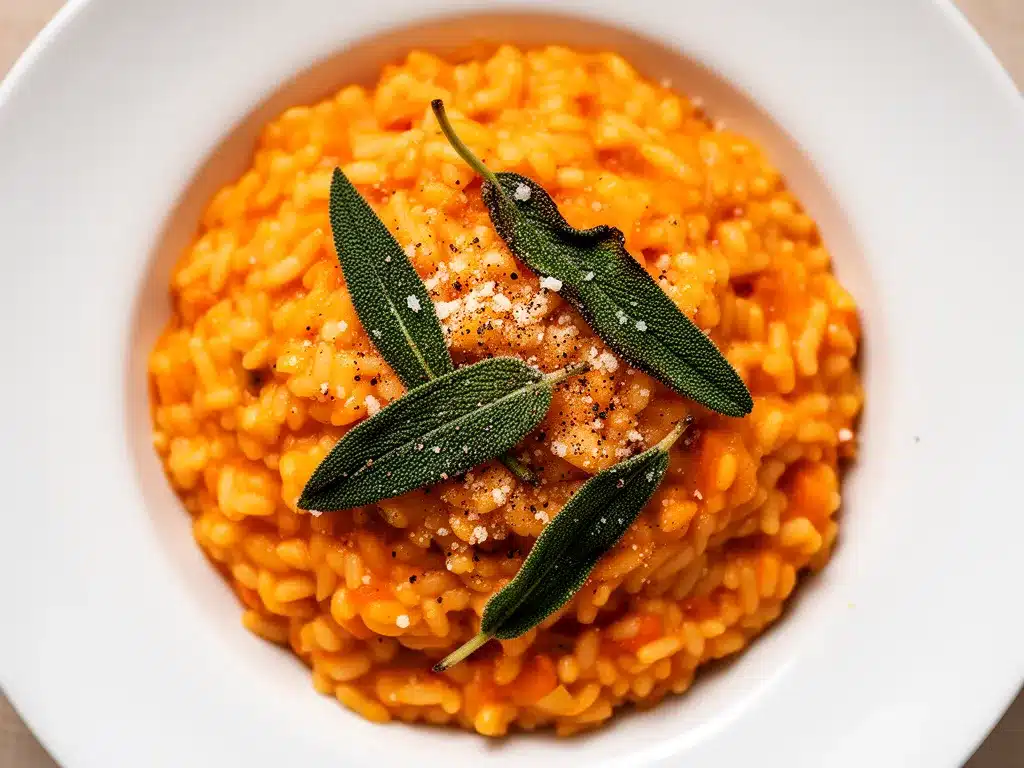Cremiges Kürbisrisotto mit Salbei: 30 Min 4 Kürbisrisotto mit Salbei preparation steps