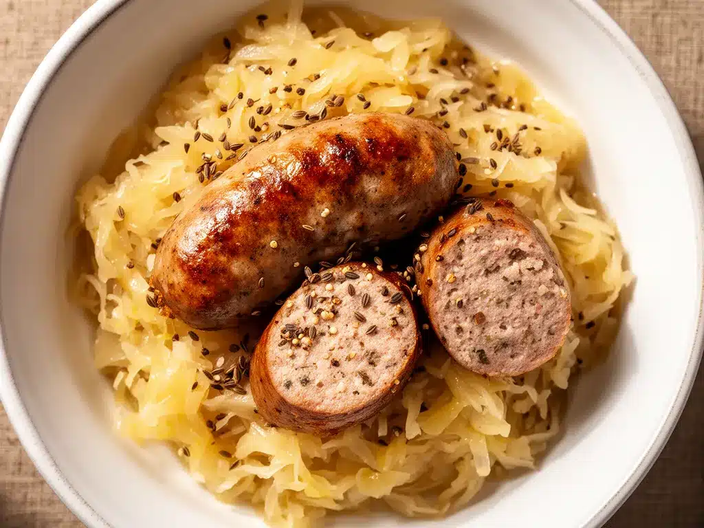Oktoberfest Sauerkraut mit Bratwurst: 5 Min. festliches Rezept 4 Oktoberfest Sauerkraut mit Bratwurst preparation steps