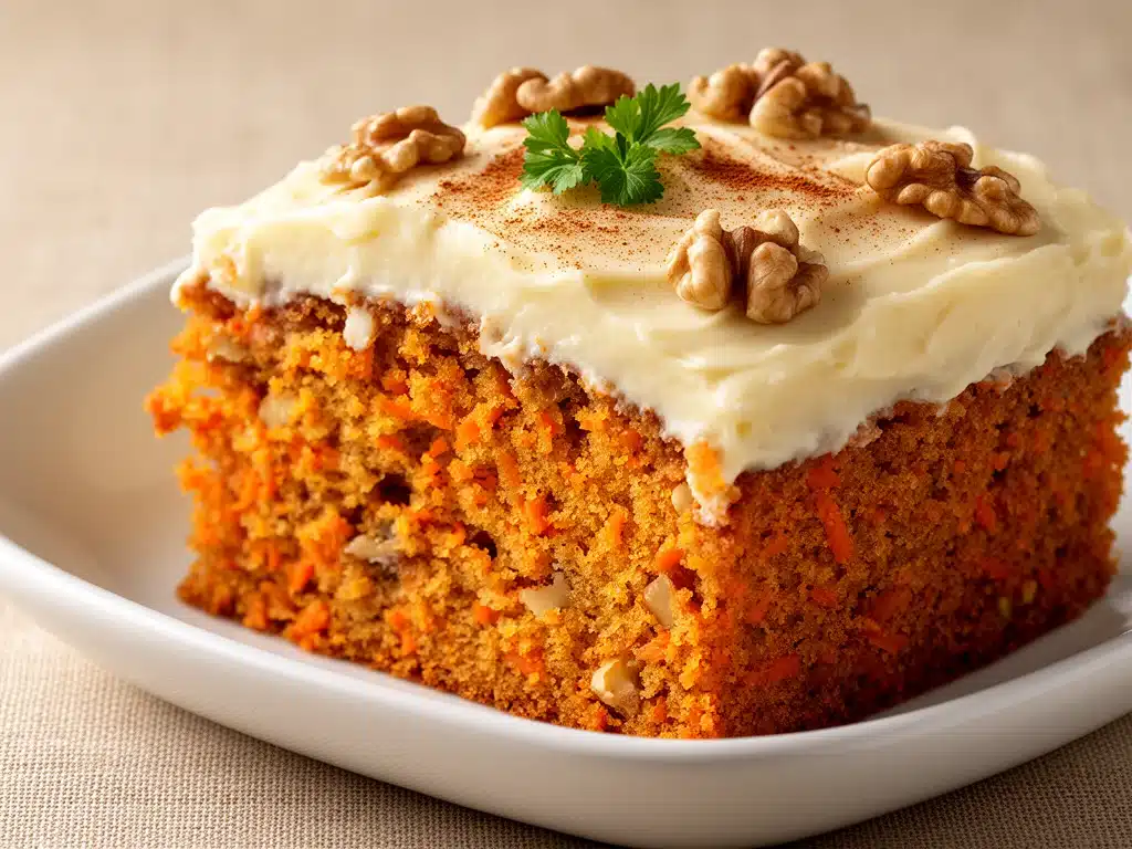 Saftiger Karottenkuchen mit Frischkäse-Frosting - featured image