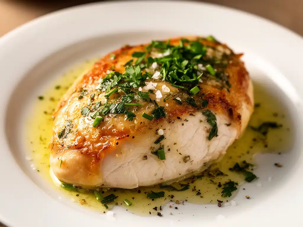 saftiges Ofenhähnchen mit Kräuterbutter - featured image